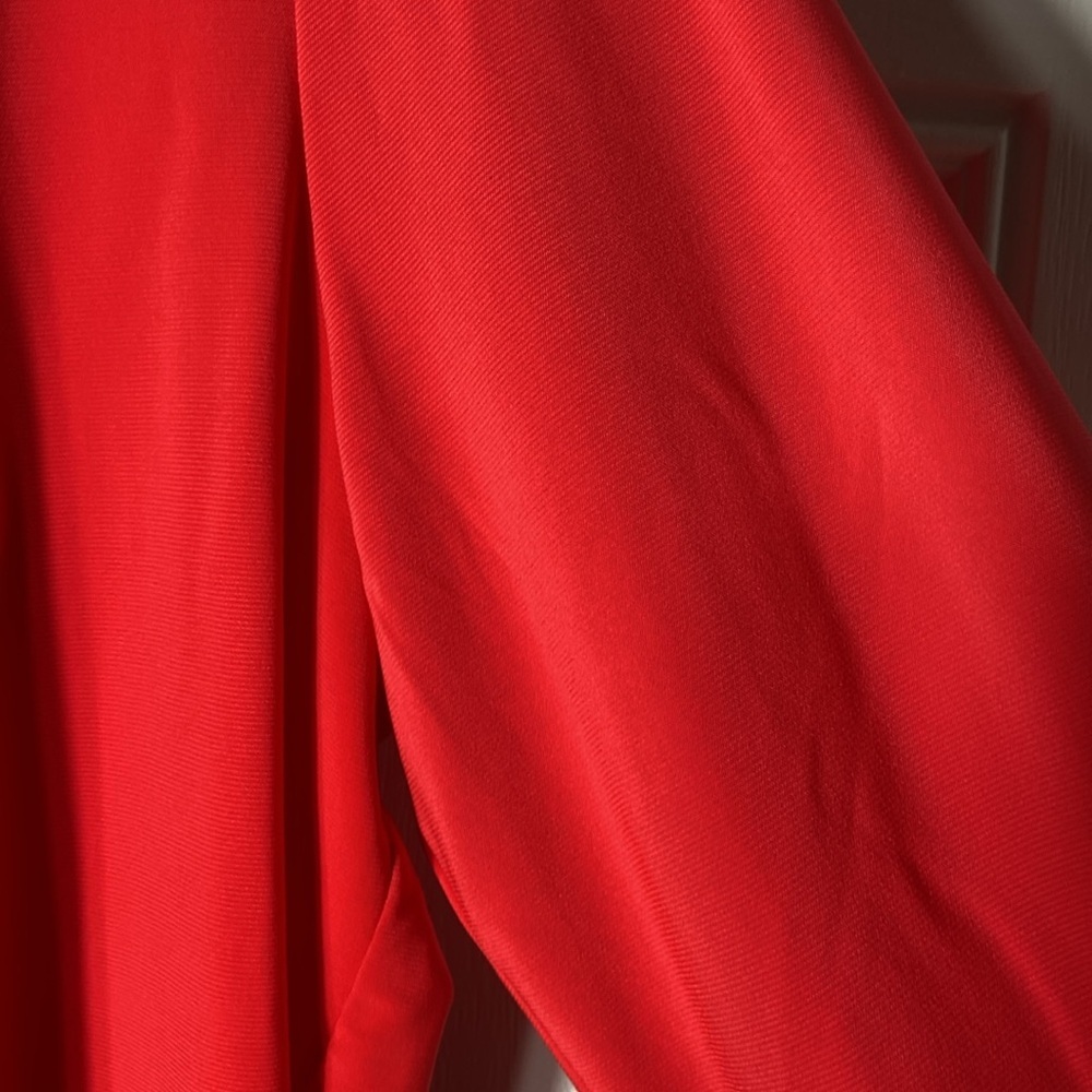 Attitudes by Renee Como Jersey Fringe Jacket Cardigan Topper Tomato Red M New - Picture 7 of 14